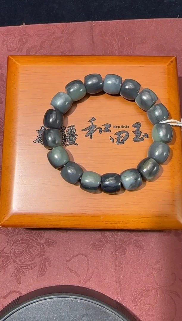 未镶嵌手串和田玉且末青花微色差卡12直切手串
