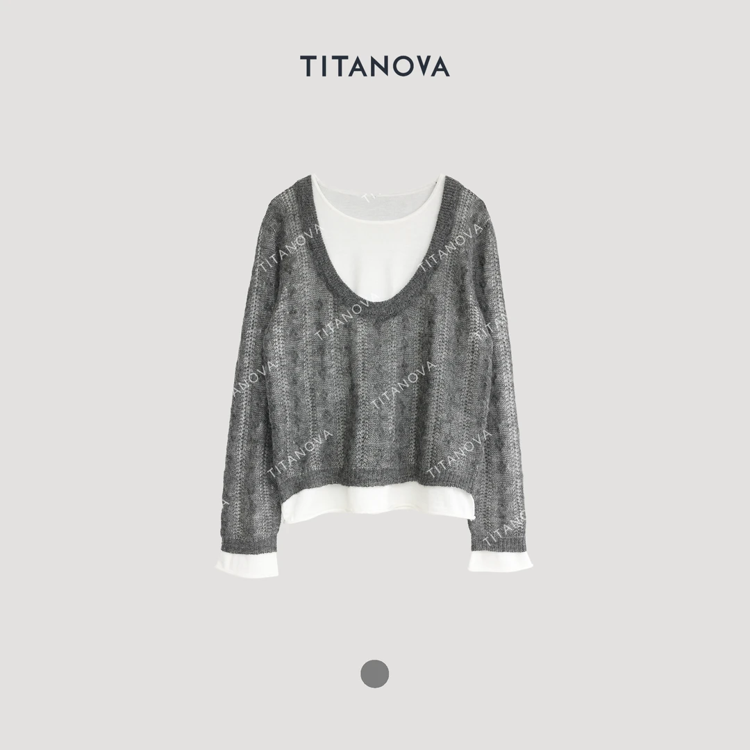 【苧不凡】织梦｜假两件秋季百搭时尚设计师风格毛织衫N5MZ0853