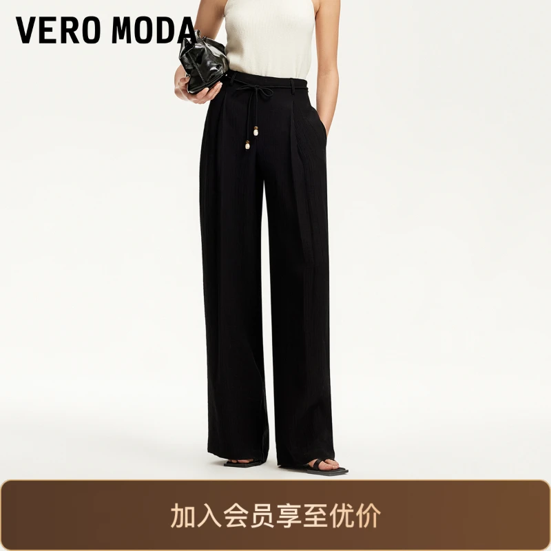 Vero Moda休闲裤女25新款阔腿裤新中式小众炸街高级感女装慵懒风