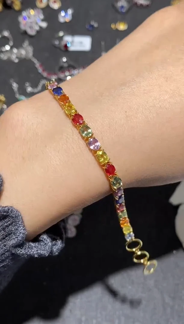 手链蓝宝石银S925镶嵌手链