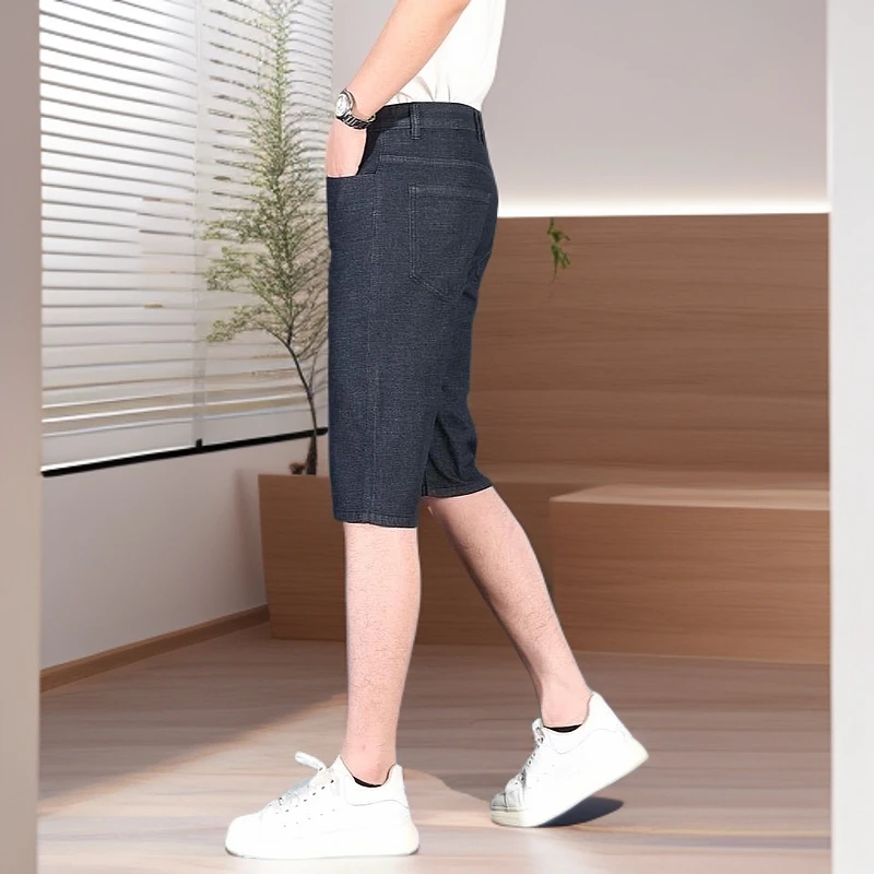 【反季甩卖清仓】爆款休闲七分裤直筒裤黑色宽松弹力牛仔中裤牛仔裤