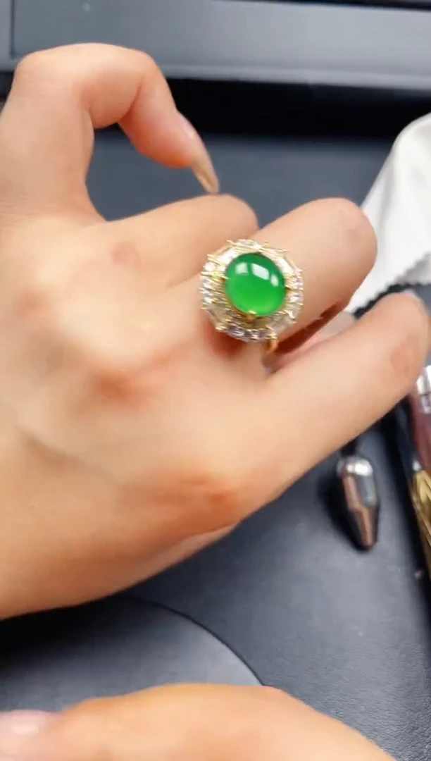 翡翠戒指银S925镶嵌432423
