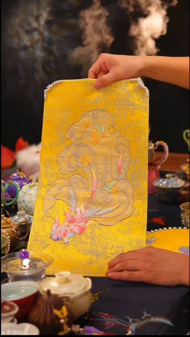 070*茶席茶席50x25cm金鱼