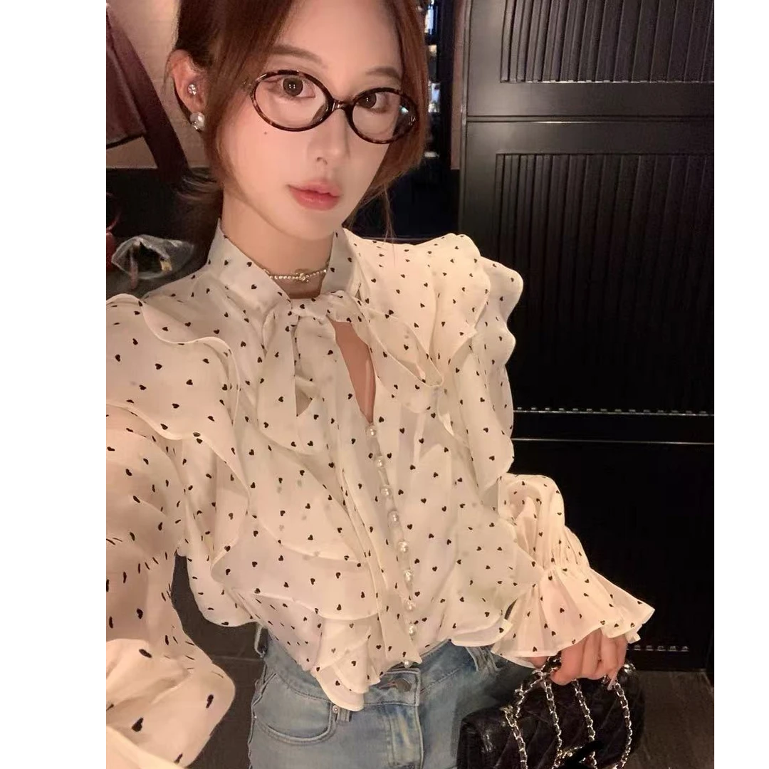 王永家~春季新款法式气质名媛甜美荷叶边衬衫上衣8912