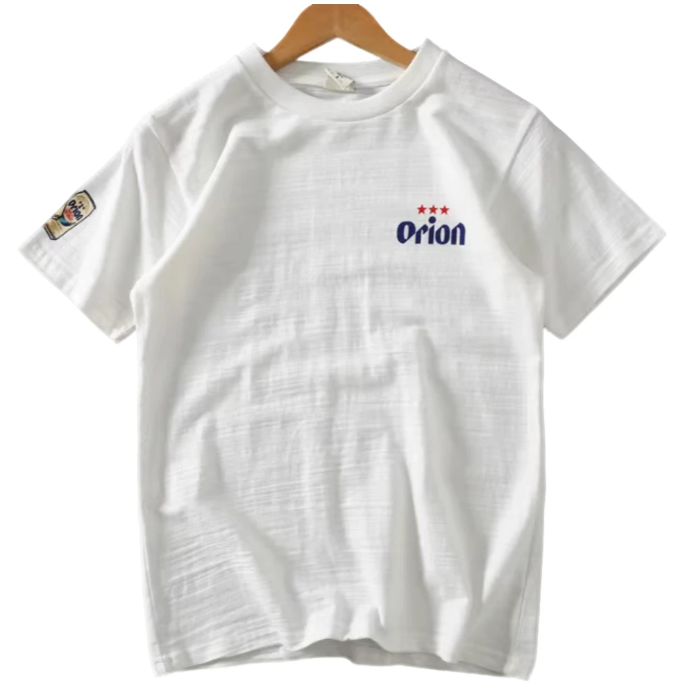 ORION 280g 日产竹节棉全棉复古拔染印花圆领短袖T恤男女Y