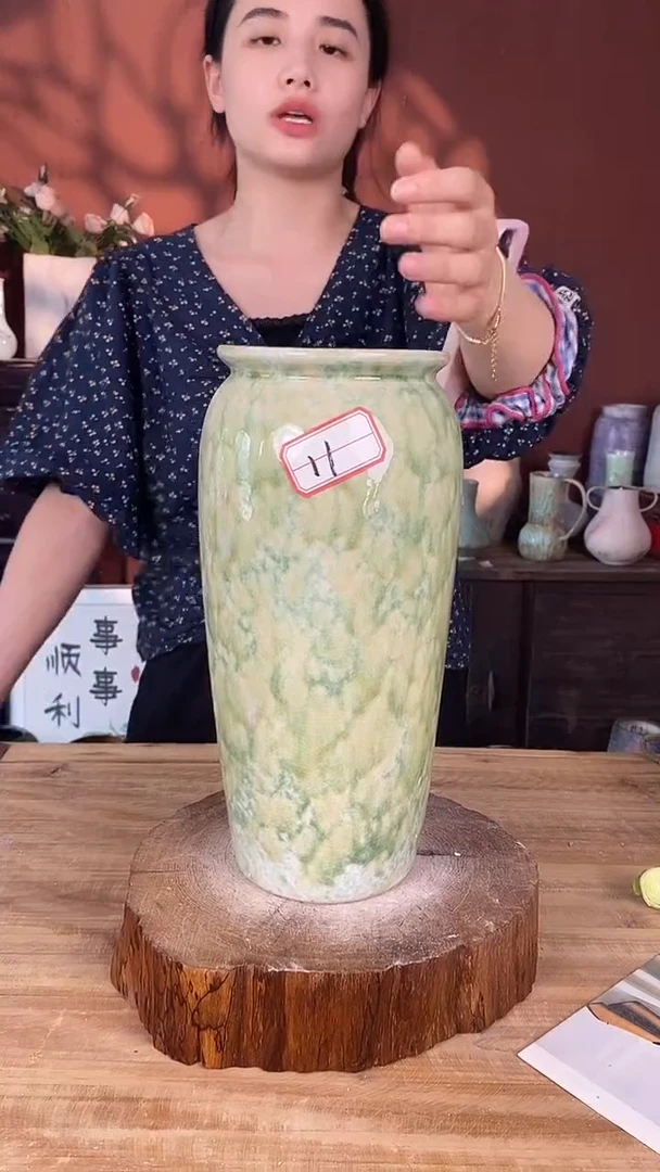摆件景德镇高温陶瓷花器110（口径12*高度31）
