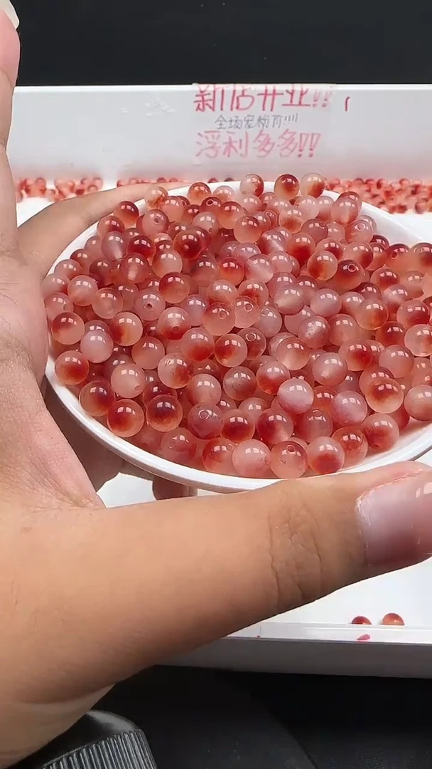 未镶嵌南红玛瑙珠宝半成品冰飘花N18卡6MM散珠30颗（赠线