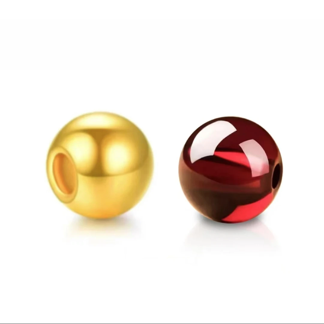 【珍总专属】足金玛瑙5mm亮面金珠配件 多样发一颗