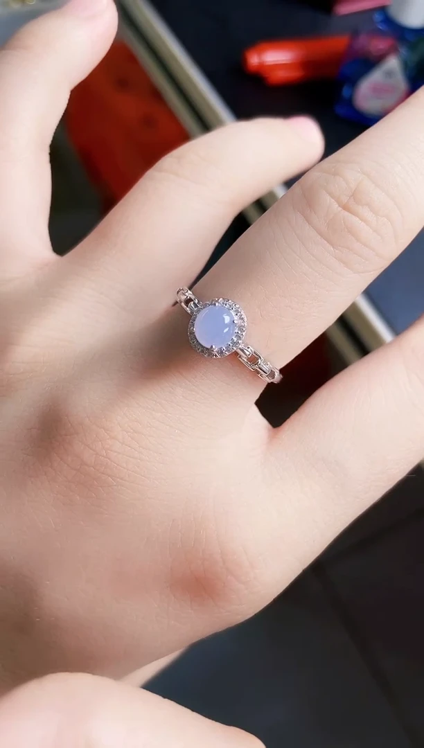 翡翠戒指银S925镶嵌12384