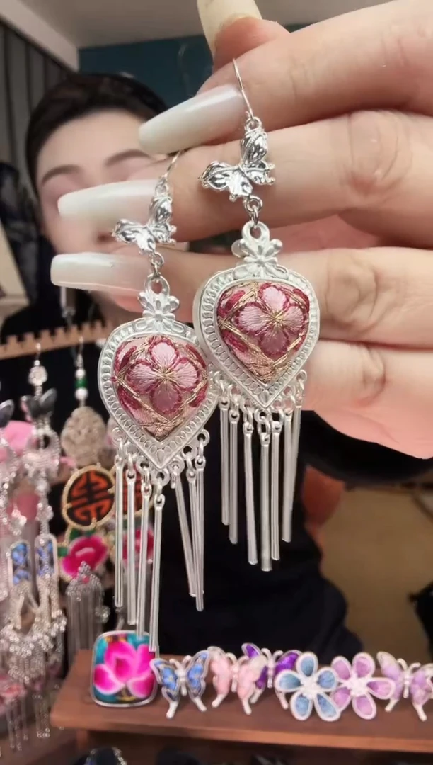 刺绣纯手工民族风刺绣耳环