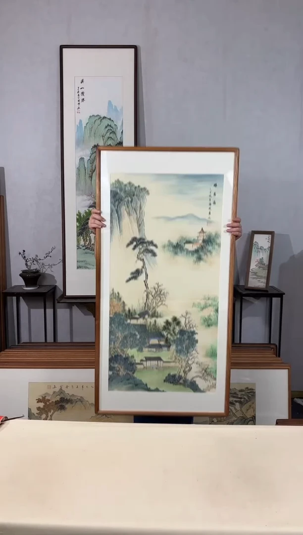 国画手绘*雅居图*62*122cm带框发货