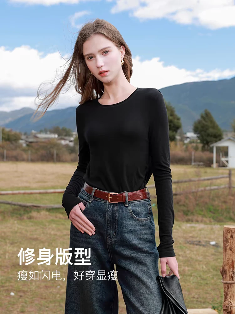 唯琳剪标   4仓T6-4-3541款   黑色圆领长袖上衣