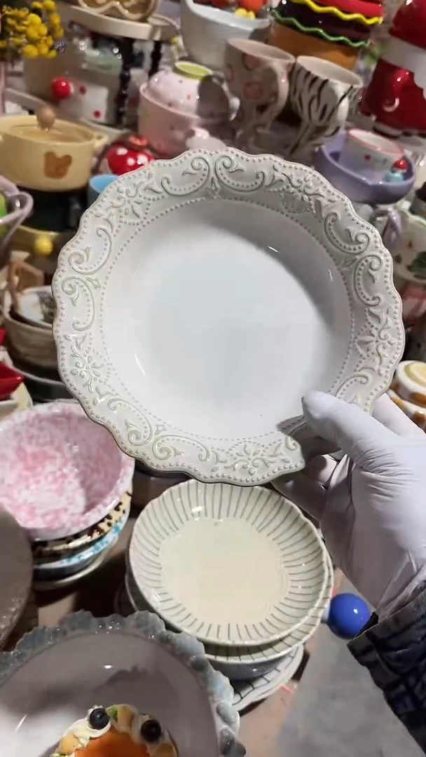 陶瓷8英寸浅盘 花溪 微瑕凑满20元包邮