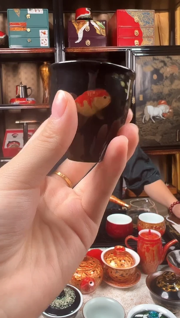 非遗太古大漆手绘一口杯