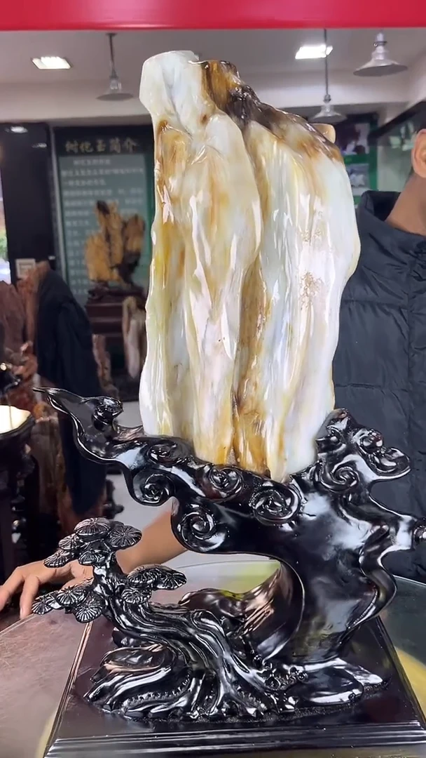 缅甸天然树化玉摆件