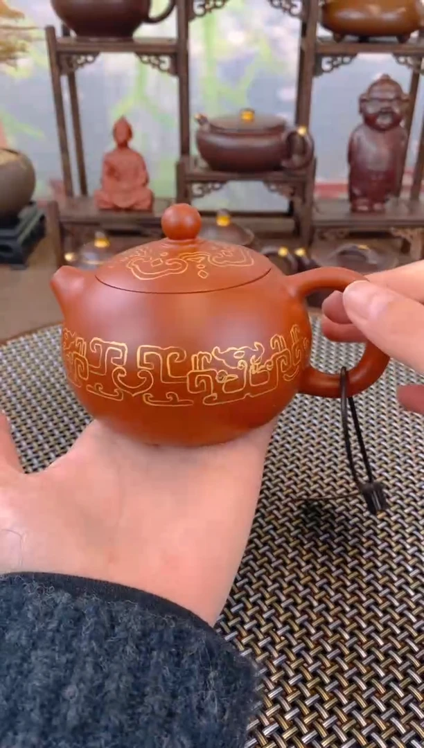 茶壶紫砂朱泥描金西施
