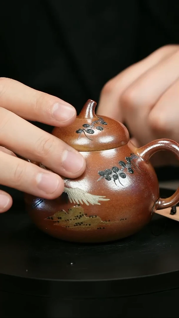 茶壶紫砂吉*?H2038蒋静明仙鹤松针茄瓜