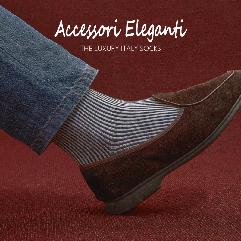 AE绅装袜及膝条纹系丨条纹款丝光棉袜长筒商务正装西装绅装绅士袜