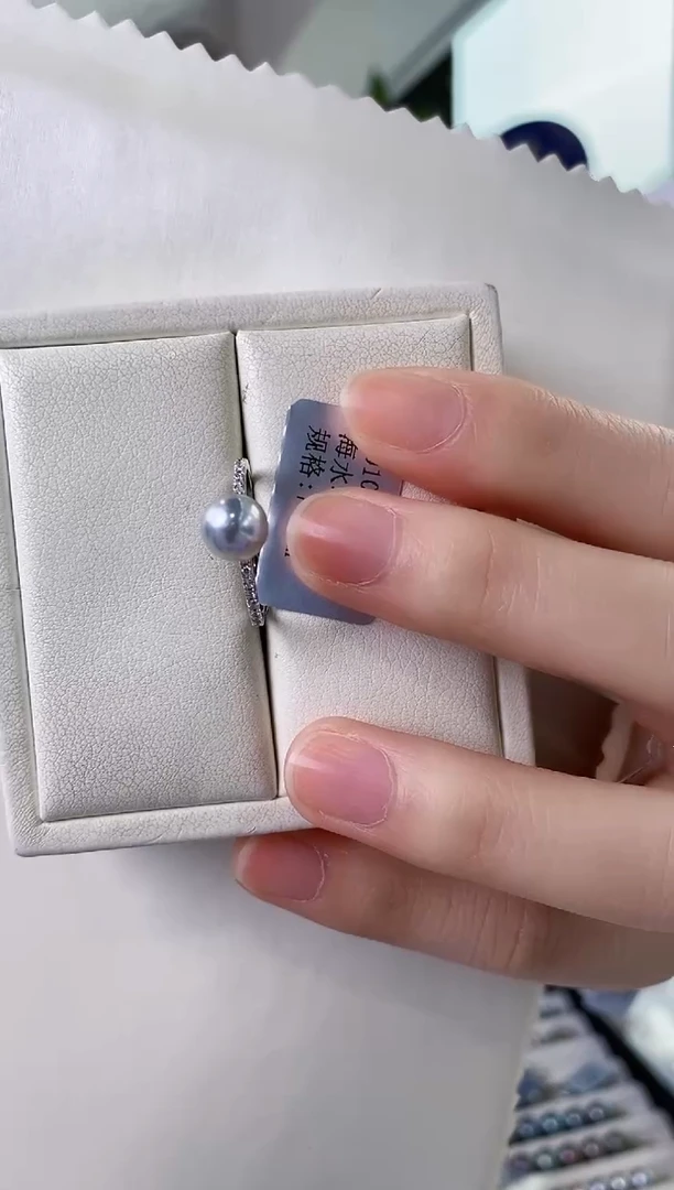 【闪购商品】海水珍珠戒指银S925镶嵌7-8真多麻戒指