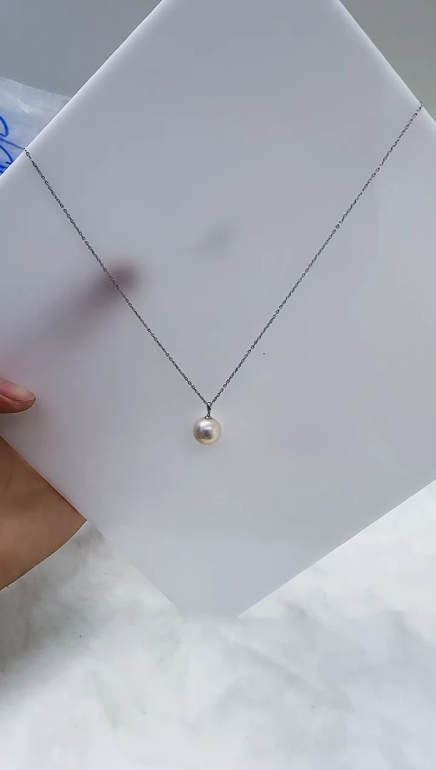 18K金镶嵌淡水珍珠DA b488 白珠吊坠11