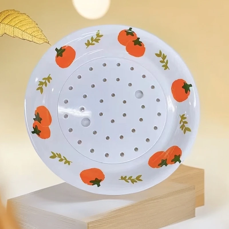 柿柿如意家用沥水双层密胺饺子盘