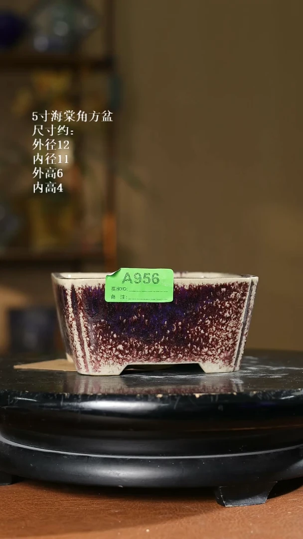 5寸海棠角方盆956