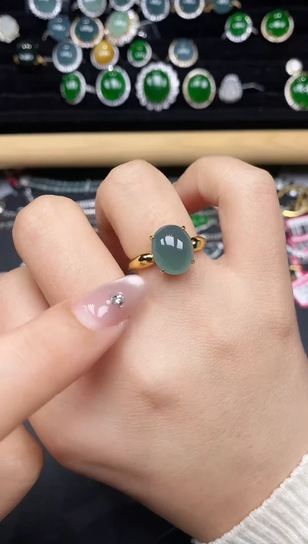 银S925镶嵌戒指翡翠78238