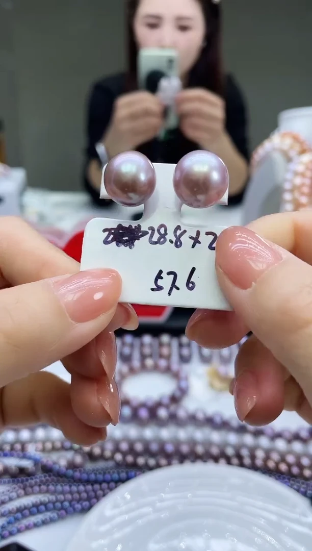 未镶嵌耳饰淡水珍珠紫色系耳饰