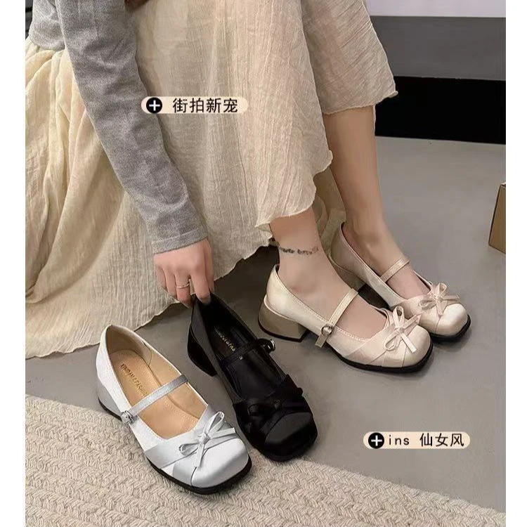 玛丽珍鞋女2025新款春季百搭鞋子中跟女鞋法式配裙子粗跟方头单鞋