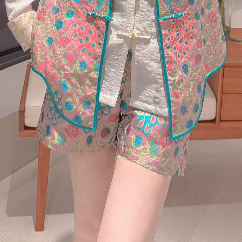 《万花筒》宋锦 两面穿 桑蚕丝 短裤 休闲 百搭 夏季