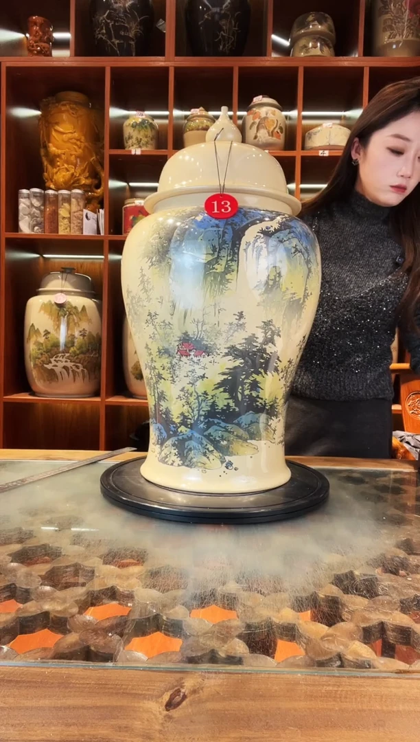 罐李旭泽作品山水大号缸@13