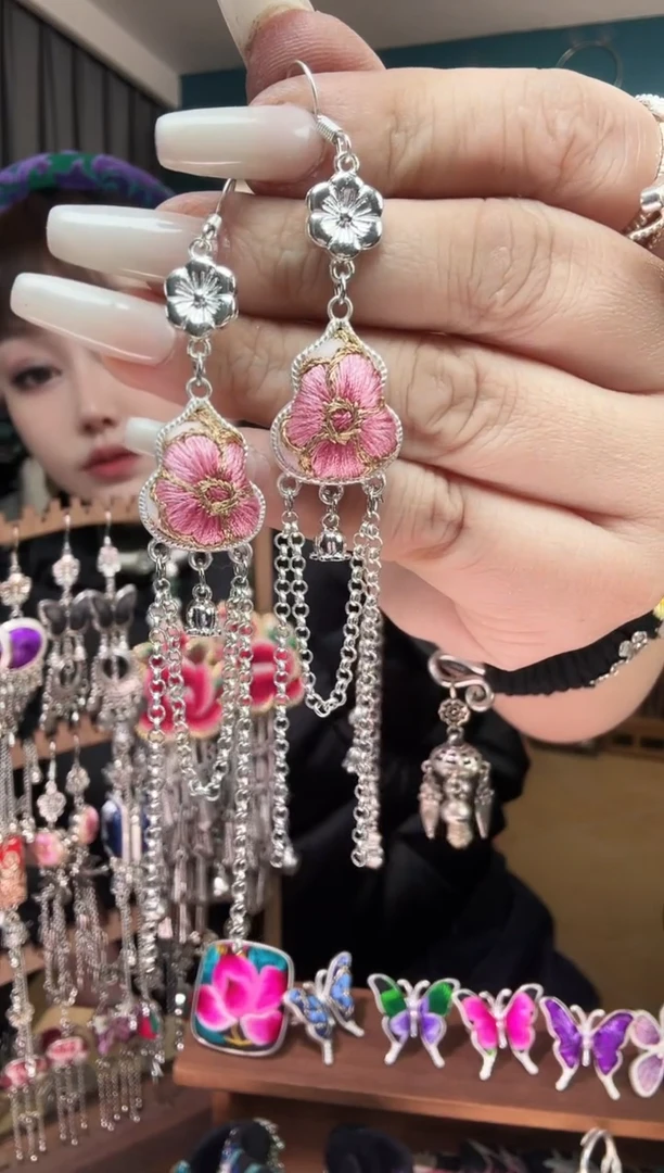 刺绣纯手工民族风刺绣耳环