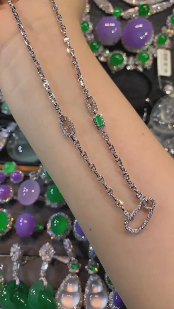 【闪购商品】翡翠套链18K金镶嵌万能链