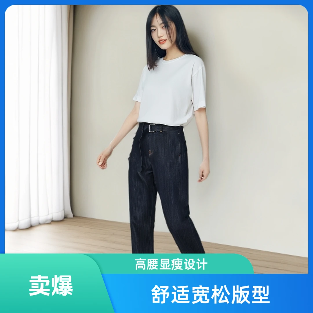 直筒牛仔裤女春夏秋25新款高腰显瘦时尚百搭香蕉裤蓝牛仔长裤