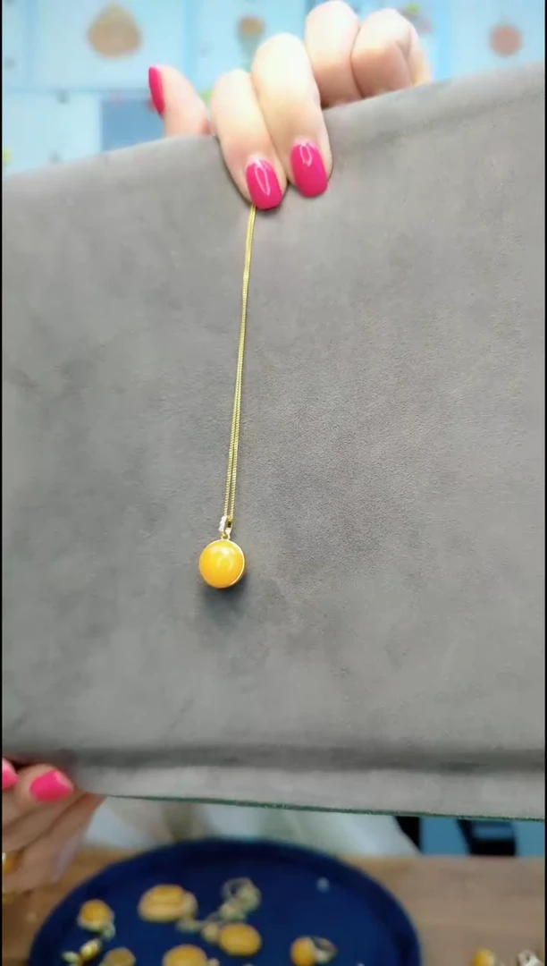 银S925镀金镶嵌吊坠(赠链)蜜蜡﹣A122蜜蜡吊坠