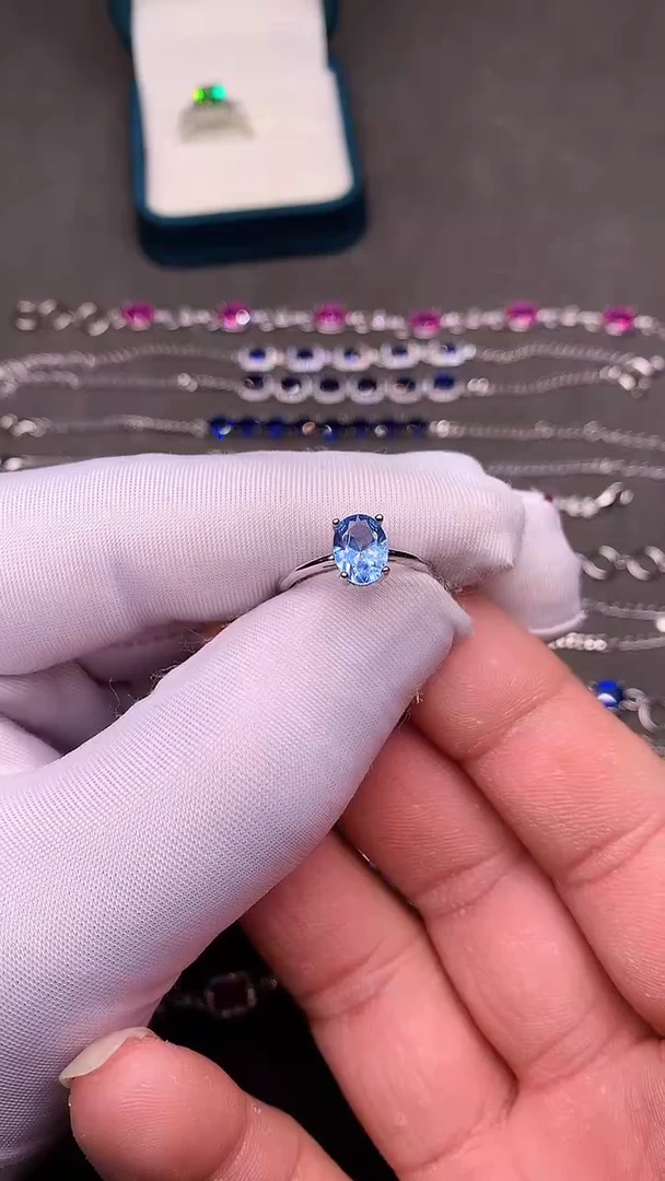 【闪购商品】海蓝宝石戒指银S925镶嵌.......