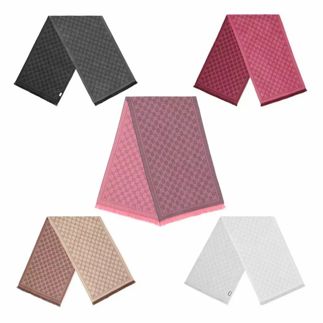 GUCCI/古驰双G图案提花流苏双面绒线围巾 五色 OVtz