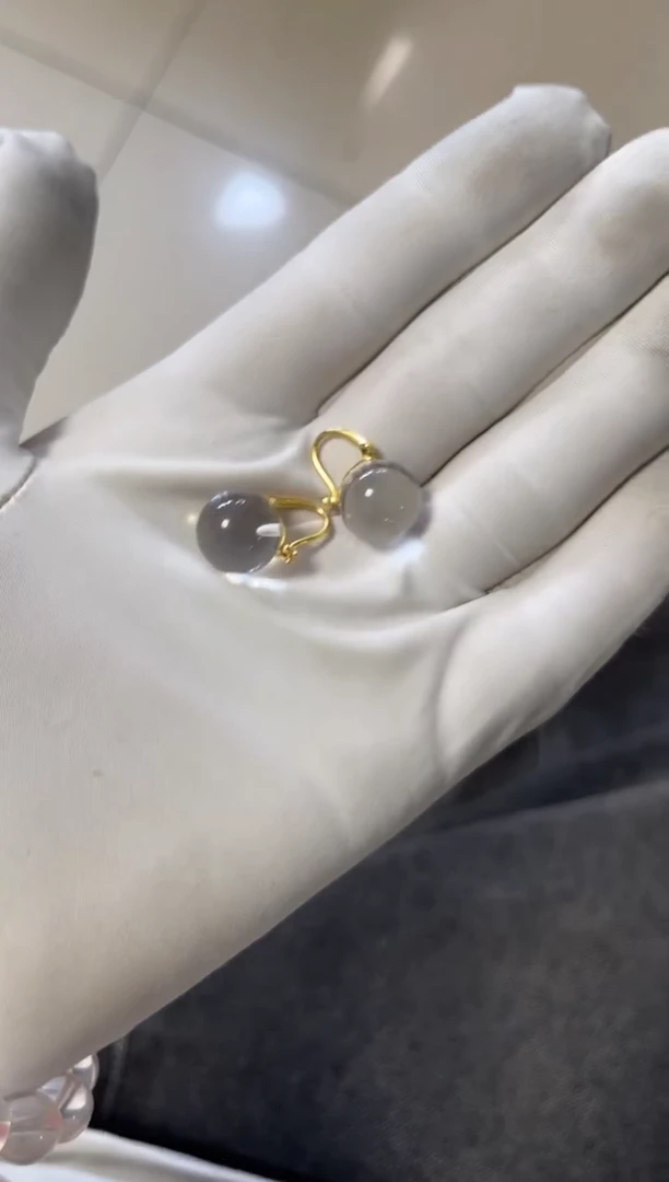 水晶耳饰银S925镀金镶嵌白水晶挂钩耳钩