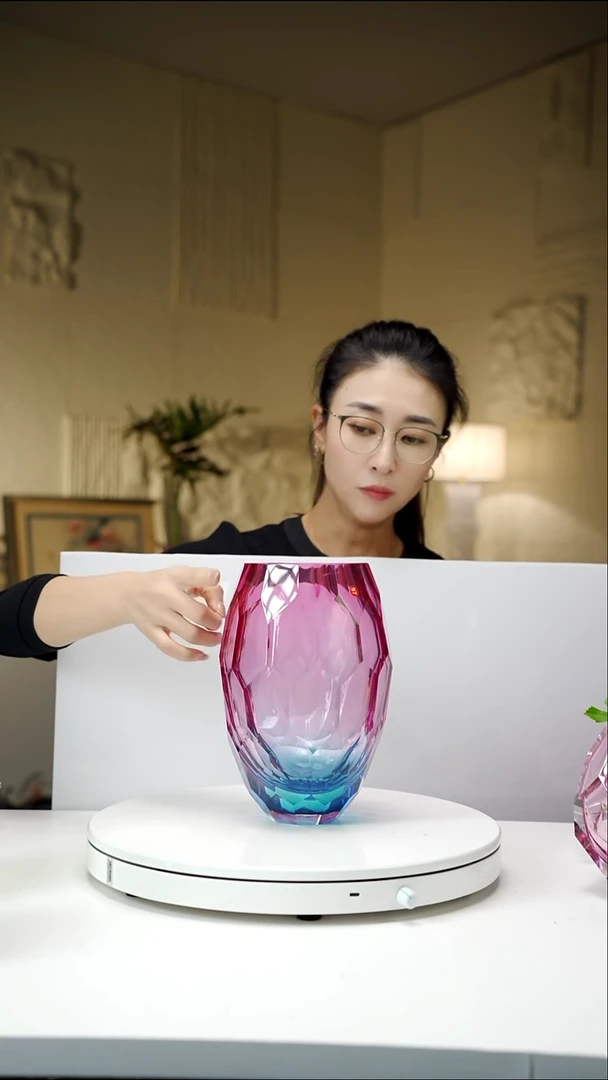 手工艺品琉璃金红蓝切面花瓶97号