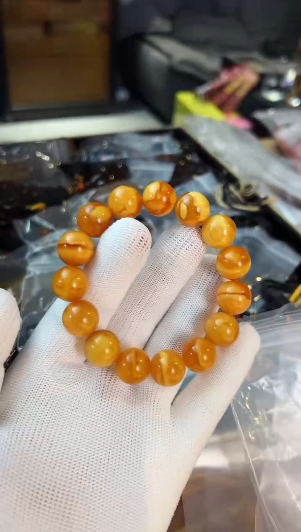 手串蜜蜡未镶嵌花蜡14+