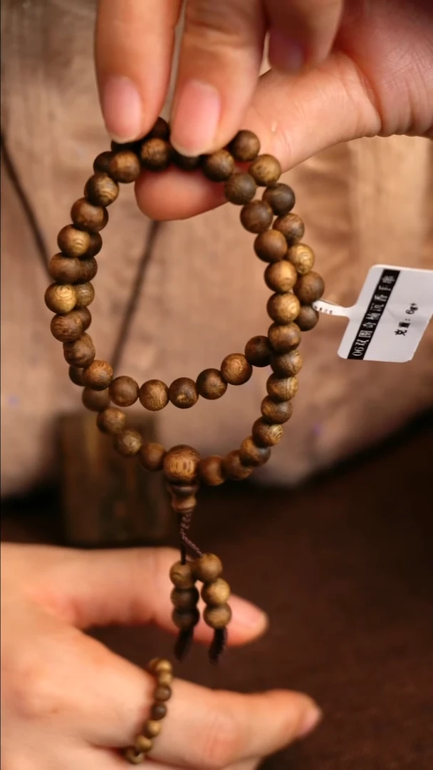 沉香手串5克6mm圆珠双圈海南绿奇楠沉香手串