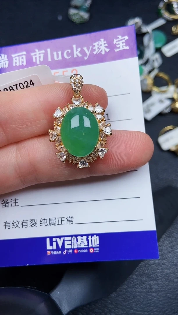 翡翠银S925镶嵌颈饰2552
