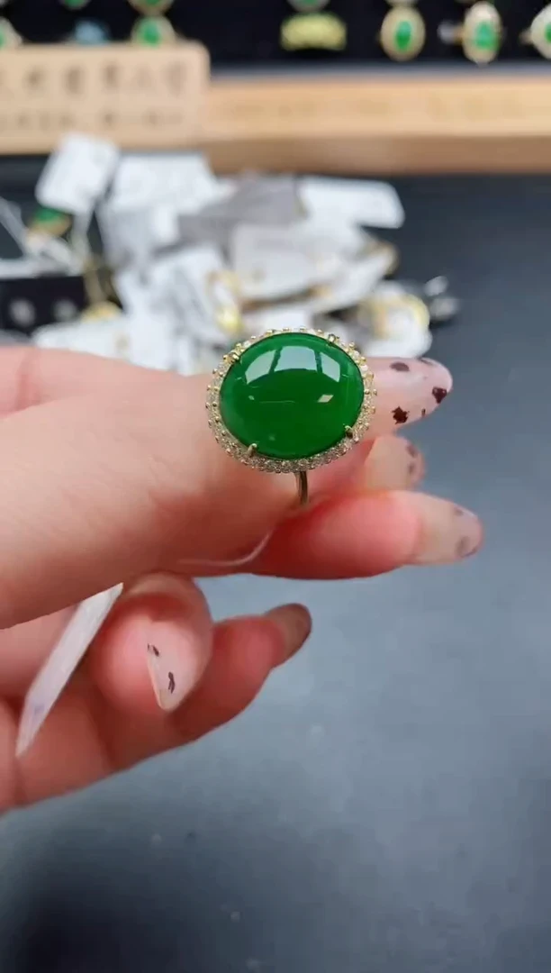 银S925镶嵌戒指翡翠1