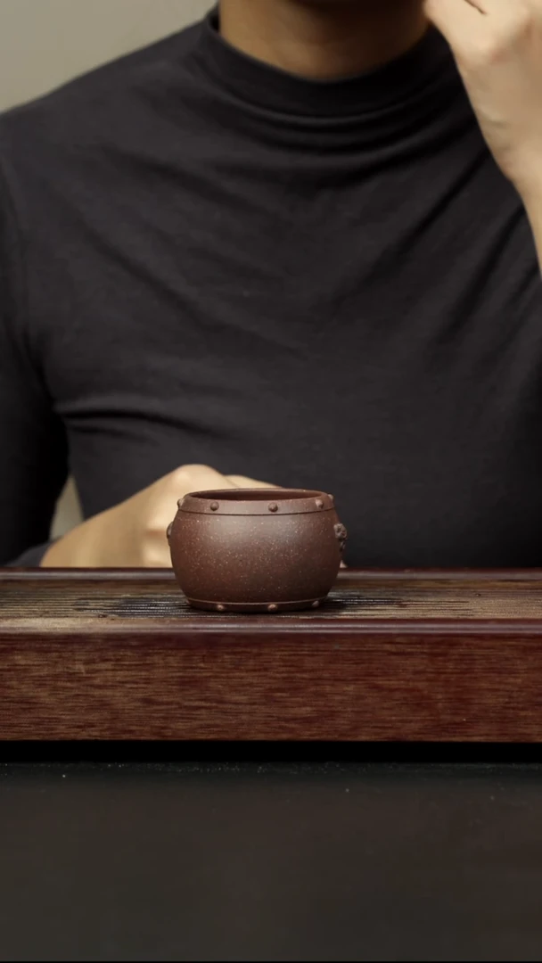 紫砂茶壶百年岩中泥 六拼战鼓杯