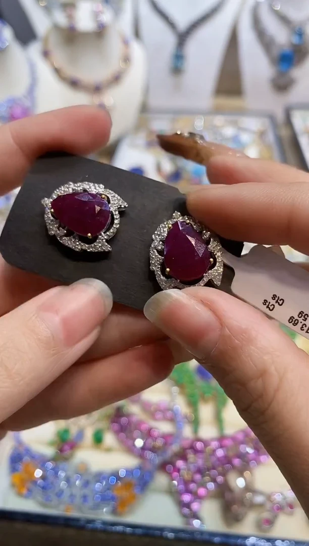 银S925镶嵌耳饰海蓝宝石楚楚珠宝中古甄选不退换