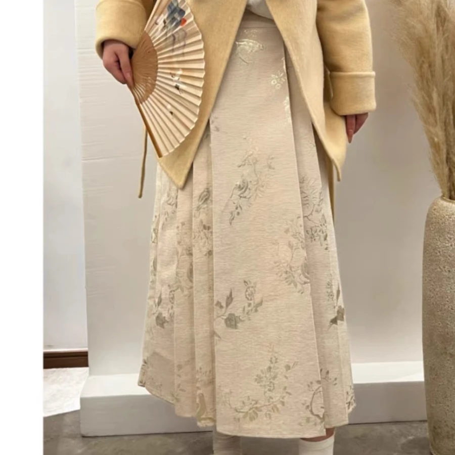 I2652流行爆款新中式国风气质时尚高级感a字百褶半身裙子女秋冬款