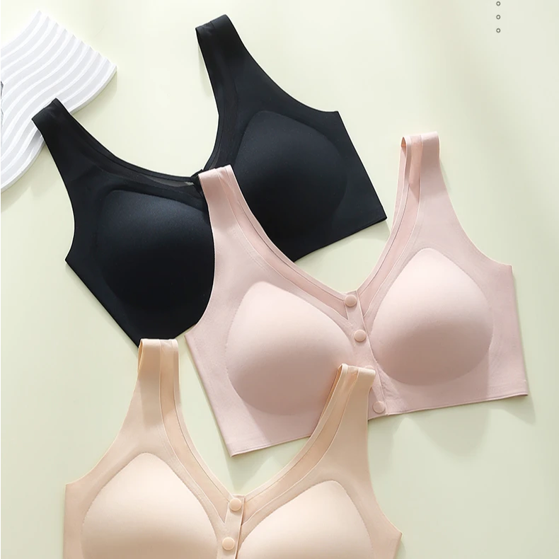 932#半固定杯大码舒适前开扣内衣