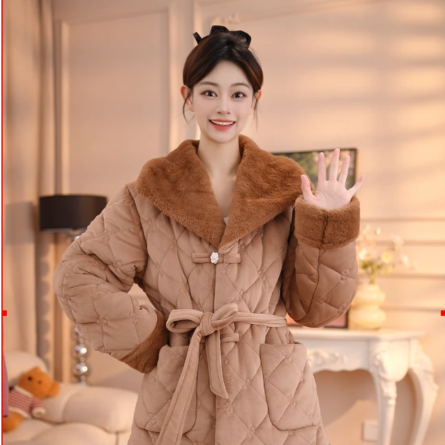 查理夫人【晚樱】套装2025新款睡衣女新中式冬季加绒加厚睡衣洋气