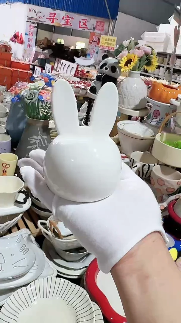 碗兔子摆件 微瑕 凑满20元包邮