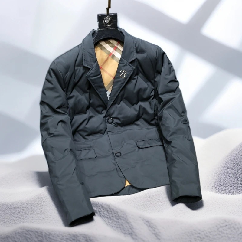 宾斯洛特西装羽绒服男士轻薄款潮流修身羽绒西服男款冬季新款外套